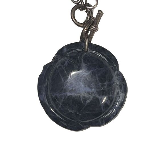 Vintage Genuine Blue Lapis Rose Pendent 925 Toggle Leather Choker Necklace - Picture 9 of 14